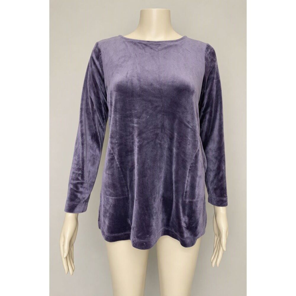 Pure Jill Rum Raisin Dusty Purple Velour Pocket Tunic XSP
